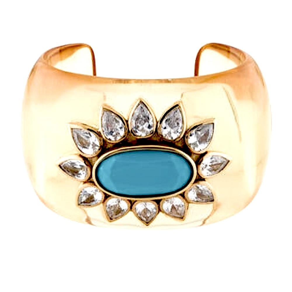 Isharya Crystal & Resin Cuff Flower Bracelet